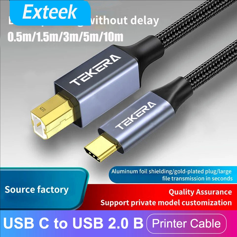 Type C to B Midi Interface Cord for Printer Phone USB C to USB 2.0 B Midi Cable - image 1 of 4