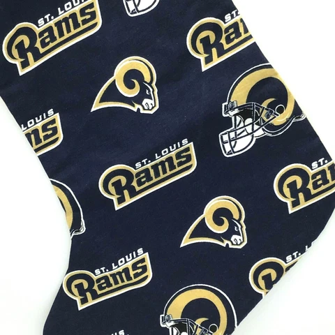 NFL ST. LOUIS RAMS Christmas Stocking Football Logo 17 x 8 inch NEW Lined Loop Cover