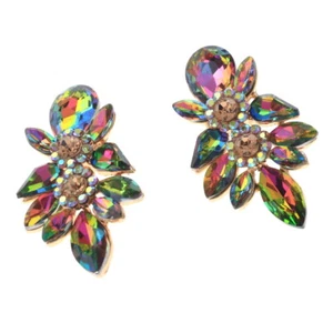 Gold Tone Metal Crystal Rhinestone Clip-On Earrings ER2587-VM - Picture 1 of 3