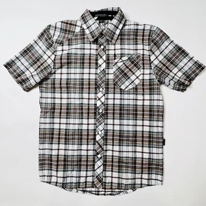 Volcom Mens Size S Brown Red Gray Plaid Button Down Shirt “the Process Of Doing” - Picture 1 of 8