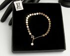 14 Carat Bracelet Gold Plated Links Pearl Fastener And 18 K Stud Earrings Set070