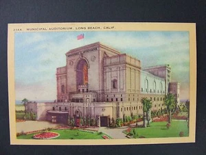 Long Beach California CA Municipal Auditorium Vintage Linen Postcard 1930-45 - Picture 1 of 2