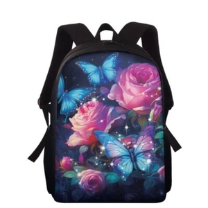 Butterfly Flower Printed Travel Backpack with Large Capacity Children's Backpack - Picture 1 of 4