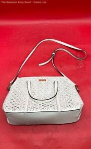 Kate Spade White Perforated Saffiano Leather Handbag 12"x 9"