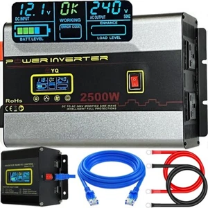 YQ Power Inverter 12V to 240V 2500W 5000W Caravan Motorhome LCD USB Converter - Picture 1 of 11