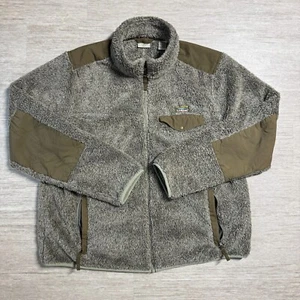LL Bean Men’s Hi-Pile Fleece Jacket Full-Zip Pockets Mens XL Army Green Gray - Picture 1 of 8