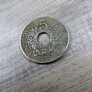 1939 5 Cent Französisch Indo-China eine NIEDRIG NEUWERTIG sehr hochwertige Münze - Bild 1 von 6
