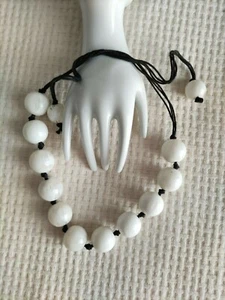 Collana etnica boho vintage resina bianca marmo necklace anni '80-'90 - Foto 1 di 3