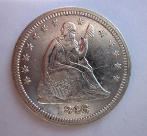 1846 LIBERTY SEATED QUARTER 25c COIN PHILADELPHIA MINT NICE REPUNCHED 46 SCR OBV - Picture 1 of 2