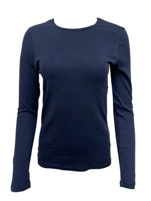 Blusa feminina GANT azul noite 1x1 costela gola redonda manga longa tamanho G nova com etiquetas - Imagem 1 de 2