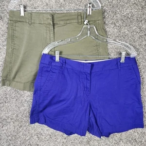 J Crew Broken In Chino Shorts Lot X 2 Womens Sz 10 Khaki Tan & Royal Purple 5" - Picture 1 of 22