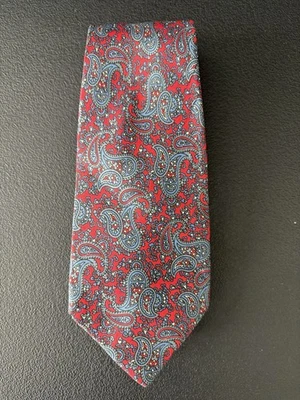 Paco Rabanne Paris Hombre 100% Seda Paisley Rojo Corbata Diseño Foto 1 de 3