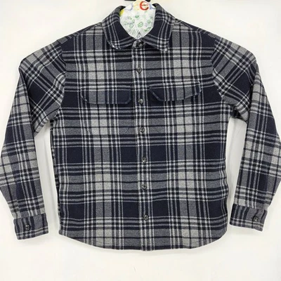 Camisa de franela Vince para hombre pequeña abotonada a cuadros manga larga informal Foto 1 de 4