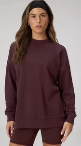 Fabletics Terry Oversized Crew Neck Sweatshirt | L | NWT | Oxblood/wine - Picture 1 of 7
