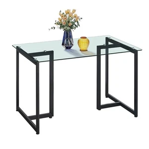 47" Modern Rectangular Dining Table with Spacious Tempered Glass Tabletop & B... - Picture 1 of 7