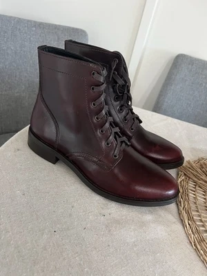Thursday Boot Co Borgoña Presidente Mujeres Cuero Combate Medio Pantorrilla Botas Talla 9 Foto 1 de 4