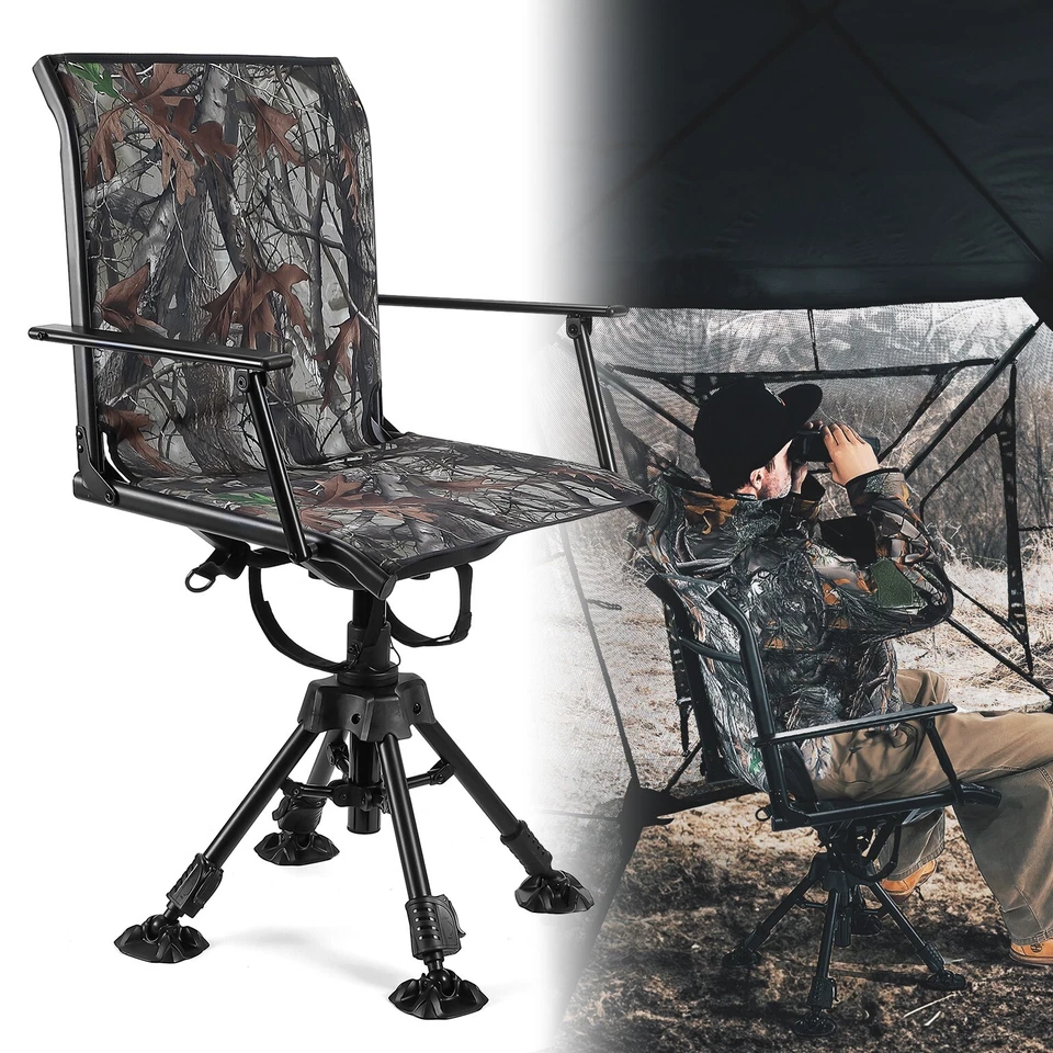 Swivel Hunting Chair 360° Adjustable Legs Folding Silent Swivel Chair Outdoor - Image 1 of 4