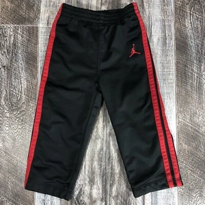 JORDAN Baby Boys Track Pants Black Red Striped Size 24 Months Polyester Solid - Picture 1 of 9