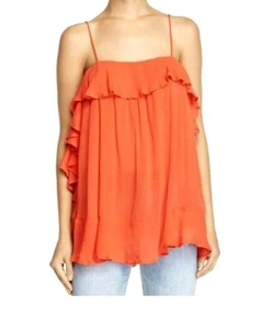 Free People Cascades Rüschen Tank Top Riemen Cami Fire orange rot Größe XS - Bild 1 von 5