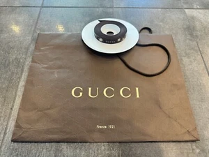Authentic GUCCI Ribbon Brown, 5/8 In wide, From Gucci Store + Large Retail Bag - Picture 1 of 5