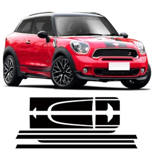 Black Racing Hood Side Trunk Sticker Stripes Kit For Mini Paceman R61 2013-2016 - Imagen 1 de 8