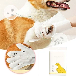White Pets Disposable Gloves Bath Pet Supplies Pet Wipes Hair Dirty Clean - Picture 1 of 11