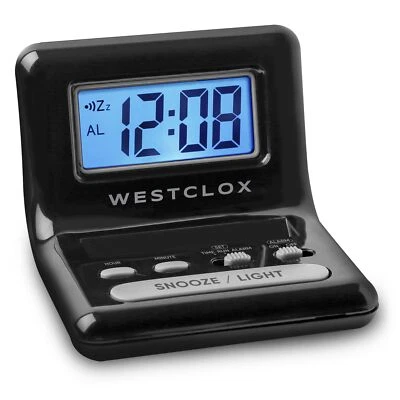Reloj despertador digital LCD de cabecera con pantalla retroiluminada azul y función de repetición Ba Foto 1 de 4