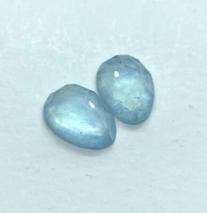 Loose Gemstone Aquamarine AAA Natural Rose Cut Egg Flat Back Making Jewelry - Picture 1 of 8