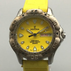Festina Watch Women 32mm Silver Tone Day Date Yellow Leather Band New Battery