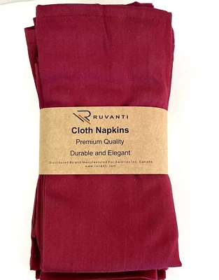 RUVANTI Premium Cloth Napkins Wine Burgundy Set of (12) Canada 18”x18” NEW - Image 1 of 3