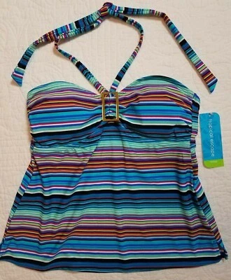 NUEVO TRAJE DE BAÑO TANKINI A RAYAS ARCO IRIS ESCAPE SEARS TROPICAL PARA MUJER TALLA 8 10 12 Foto 1 de 2