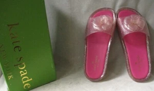 Kate Spade Jelly Slides Metallic Glitter Flower Slippers Sandals Splash Sz 8 - Picture 1 of 5