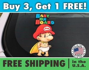 Mario Baby On Board BumperSticker Baby on Board Super Mario Bros Car Decal - Bild 1 von 10