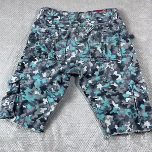 Jordan Craig Mens Shorts 32 Cargo Camouflage Swedish M90 Teal Army Y2K Vintage - Picture 1 of 23