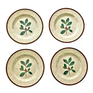 Sakura, Hallmark, Christmas Holly 8" Salad Plates in Original Package, Set of 4 - Picture 1 of 4