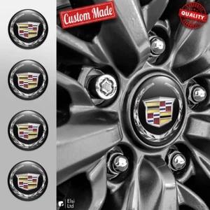 Cadillac Felgendeckel Aufkleber 4er-Set Silikon Felgenemblem Nabenkappen - Bild 1 von 13