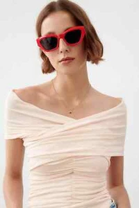 NWT ZARA DRAPED KNIT BODYSUIT BEIGE SIZE M 2142/241 - Picture 1 of 15