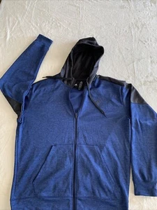 Adidas Jacket Mens XL Blue Gray Fleece Climawarm Full Zip Hooded Hoodie EUC Xl - Picture 1 of 20