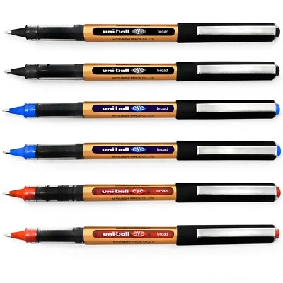 6 X uni-ball Auge UB-150-10 Breite Flüssig Tinte Stifte - 1.0mm - Black,Blau,Rot - Bild 1 von 4