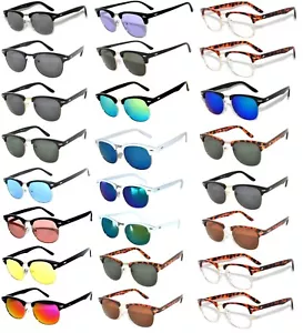 SALE SUNGLASSES WHOLESALE HALF FRAME ASSORTED COLORS 24 PCS MIRROR , TINTED LENS - Picture 1 of 15