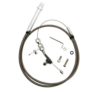 For CHEV TURBO 350 T350 TRANSMISSION KICK DOWN CABLE BRAIDED STAINLESS STEEL - Picture 1 of 4