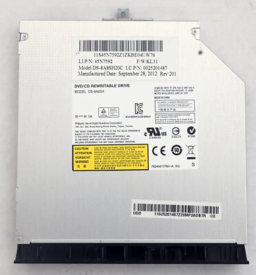 Genuine Lenovo G780 CD/DVD Multi-Drive - DS-8A8SH 0025201487 45N7592 EX++ - Image 1 of 4