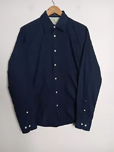 Scotch & Soda Pleated Shirt Mens Medium Blue Business Casual Button Up Cotton - Picture 1 of 15