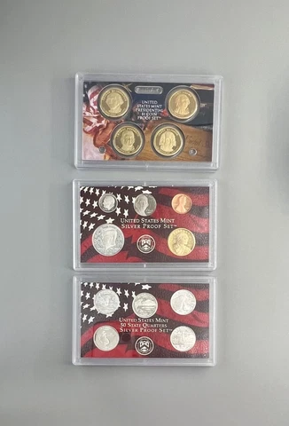 2007-S US Mint Silver Proof Set w/ Presidential Dollars & State Quarters & COAs Cover