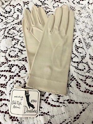 Guantes vintage Dovalure Saks Fifth Avenue crudos 100 % algodón para mujer talla 6 nuevos con etiquetas Foto 1 de 4