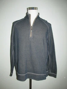 Tommy Bahama Jeans Mens Size XL Denim Blue/Tan Reversible Quarter Zip Shirt - Picture 1 of 8