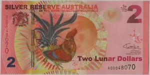 Silver Reserve of The Moon Australia 2017 Rooster Banknotes 2 Lunar Dollars UNC - Picture 1 of 2