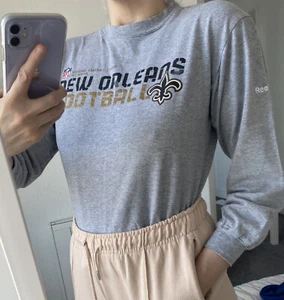 NFL Vintage Reebok New Orleans Saints Long Sleeve Shirt Kids 14-16 y Ladies S/M - Picture 1 of 5