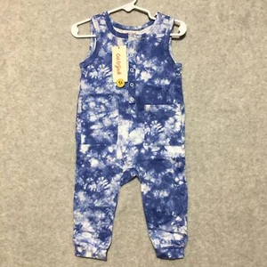 Baby Cat and Jack 12 months Blue Tie Dye Henley Romper One Piece - Picture 1 of 9