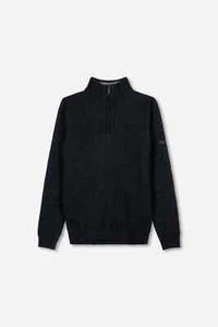 Bench Mens Palacio Quarter Zip Funnel Neck Jumper - Navy Marl - Picture 1 of 5